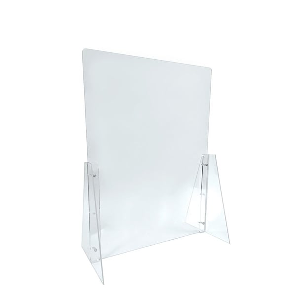 Azar Displays Counter Cashier Shield, Sneeze Guard, Clear Acrylic Protective Barrier. Adjstbl to two heights, 2PK 179822 - main